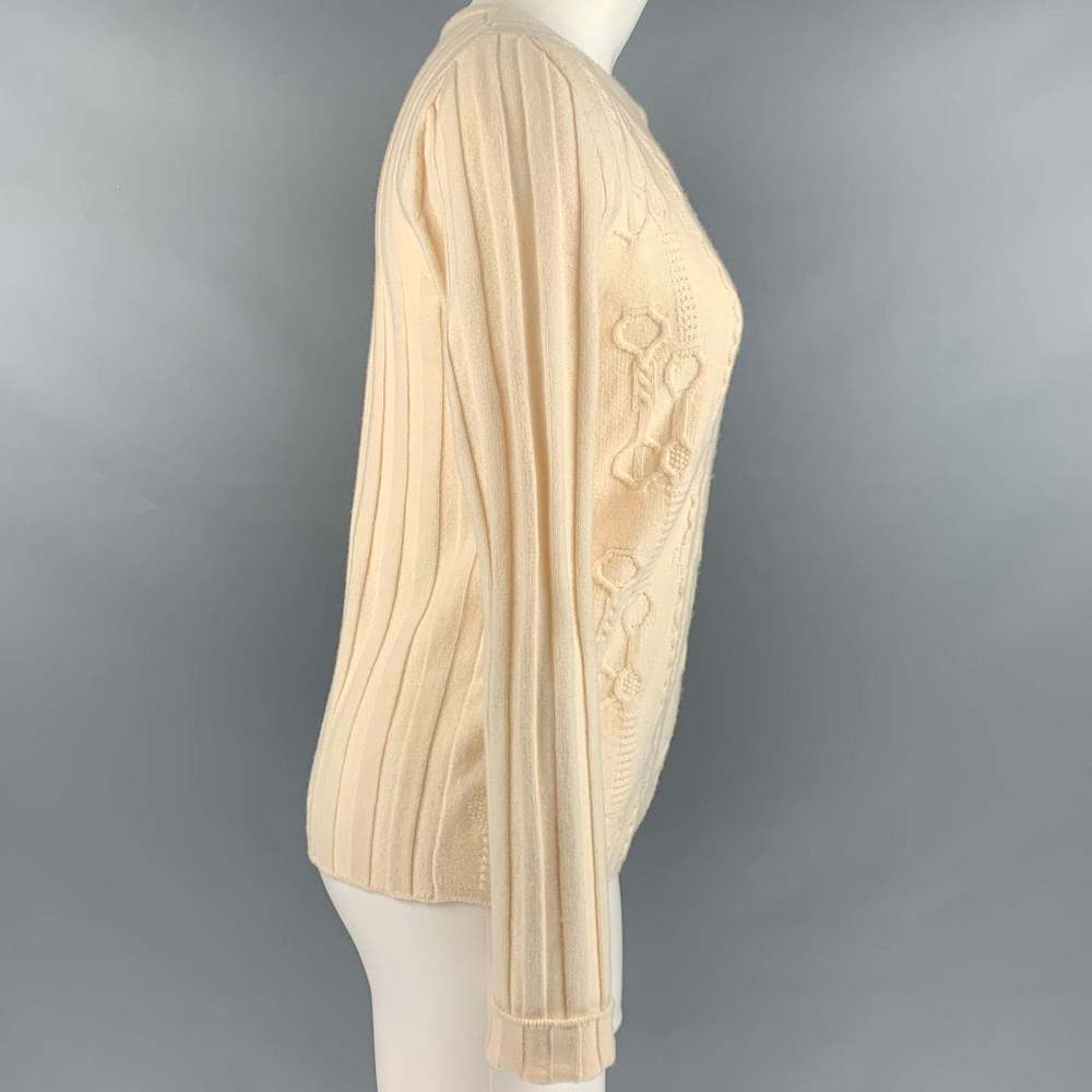 HERMES Cream Virgin Wool Textured Sweater - Picture 3 of 7